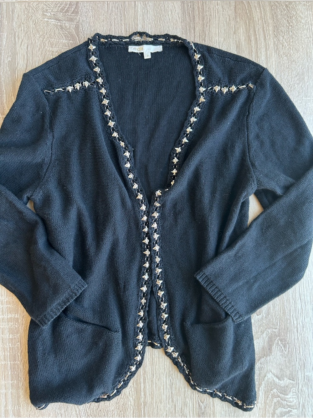 Maje Chain Stitch Cardigan Cotton Linen